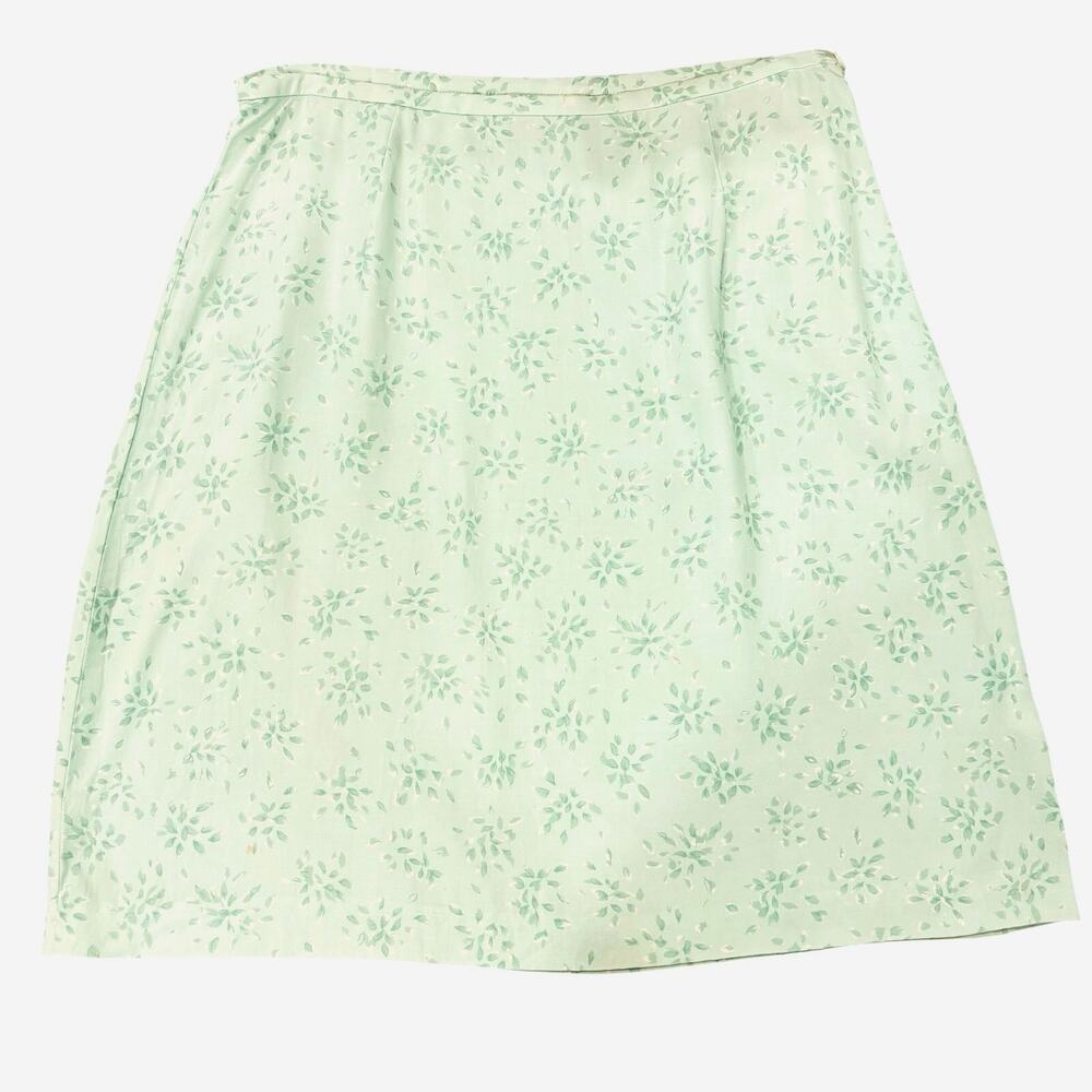 Vintage J.Crew Green Floral Mini Skirt Size 8 Y2K Preppy Cottagecore Aesthetic